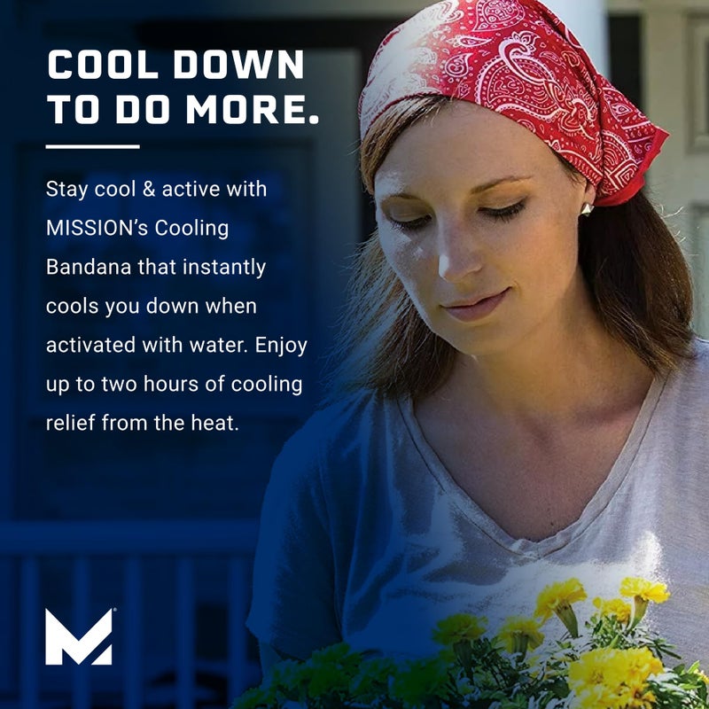 MISSION Cooling Bandana, Red Paisley - Lightweight & Breathable - Cools Up to 2 Hours - UPF 50 Sun Protection - Machine Washable - Image 4